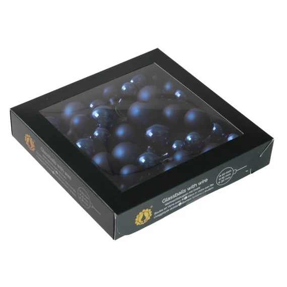 Üveg betűzős gömb, 2/2,5/3 cm night blue, 6 db