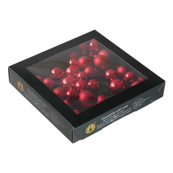 Betűzős üveg gömb, 2/2,5/3 cm, red combi, 6 db