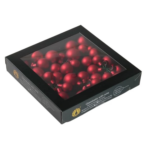 Betűzős üveg gömb, 2/2,5/3 cm, red mat, 6 db