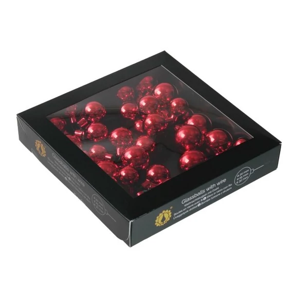 Betűzős üveg gömb, 2/2,5/3 cm, red shiny, 6 db