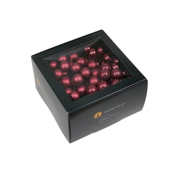 Betűzős üveg gömb, 2,5 cm, ruby, 144 db