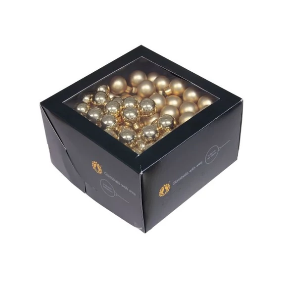 Betűzős üveg gömb, 2,5 cm, bright gold combi, 144 db