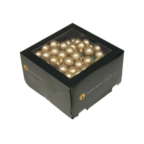 Betűzős üveg gömb, 2,5 cm, bright gold mat, 144 db