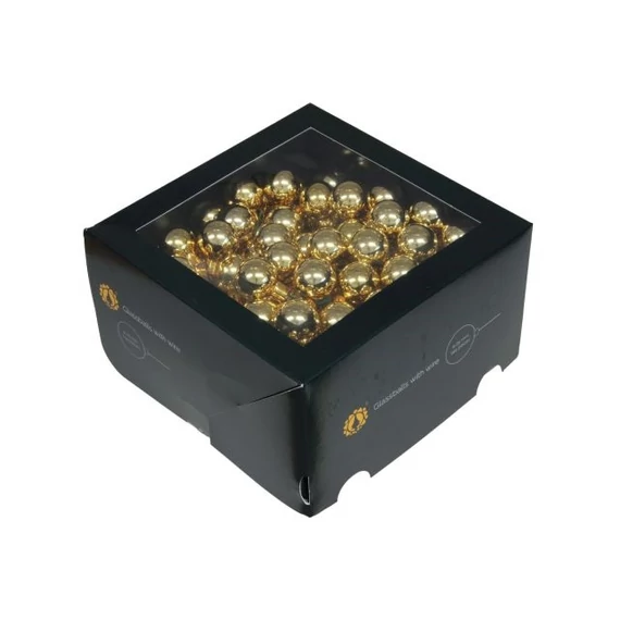 Üveg gömb betűzős, 2,5 cm, bright gold shiny, 144 db