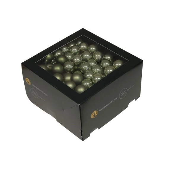 Betűzős üveg gömb, 2,5 cm, granite green, 144 db