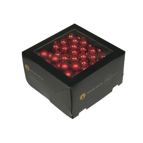 Betűzős üveg gömb, 2,5 cm, red combi, 144 db