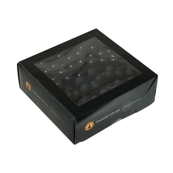 Betűzős üveg gömb, 2 cm, black, 144 db