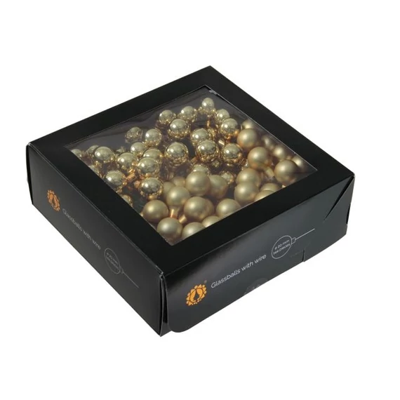 Betűzős üveg gömb, 2 cm, bright gold combi, 144 db