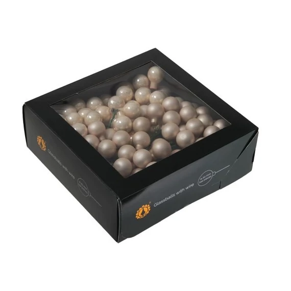 Betűzős üveg gömb, 2 cm, champagne combi, 144 db