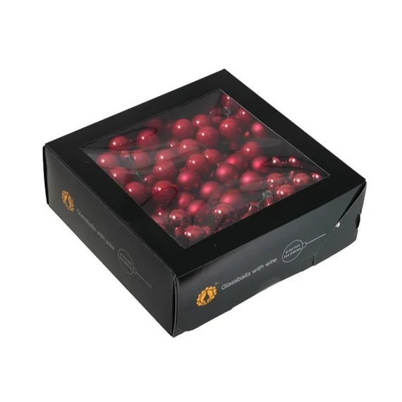 Betűzős üveg gömb, 2 cm, christmas red, 144 db