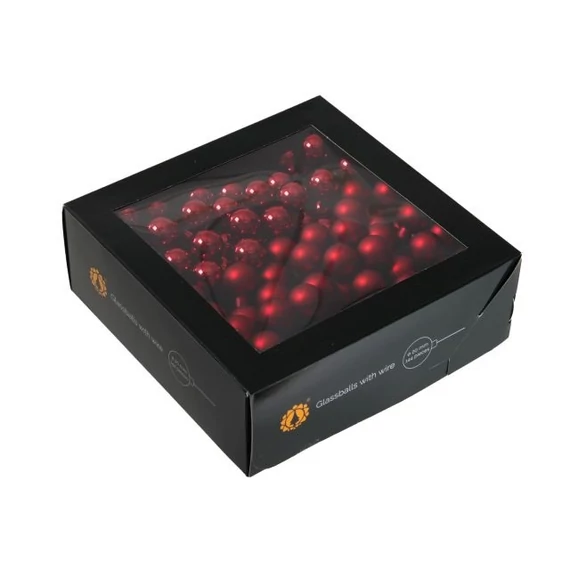 Üveg betűzős gömb, 2 cm dark red combi, 144 db