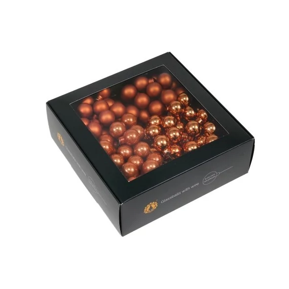 Betűzős üveg gömb, 2 cm, mandarin, 144 db