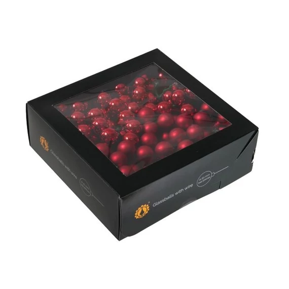 Üveg betűzős gömb, 2 cm red combi, 144 db