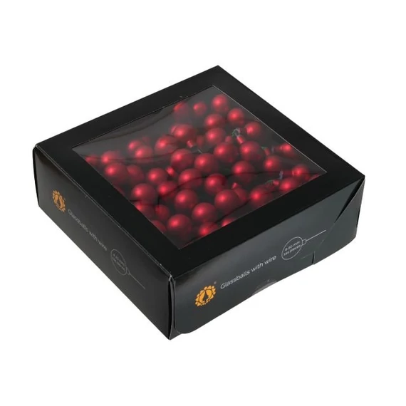Üveg gömb betűzős, 2 cm, red mat, 144 db
