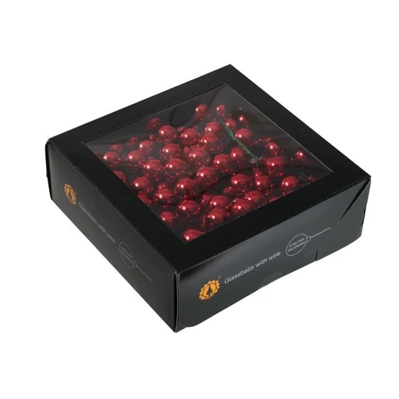 Üveg betűzős gömb, 2 cm red shiny, 144 db