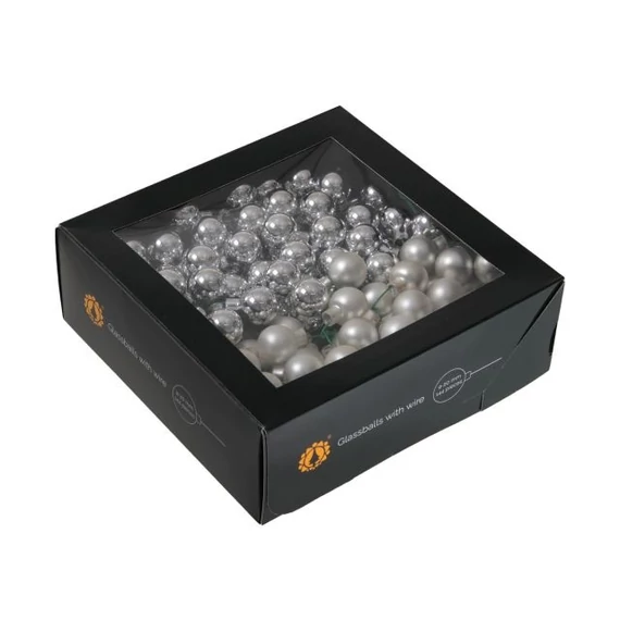 Üveg betűzős gömb, 2 cm silver combi, 144 db