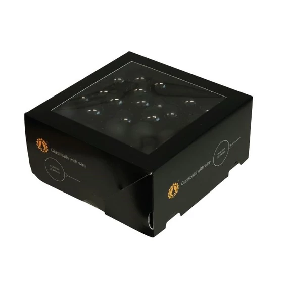 Betűzős üveg gömb, 3 cm, black, 72 db
