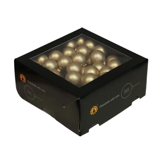 Betűzős üveg gömb, 3 cm, bright gold mat, 72 db