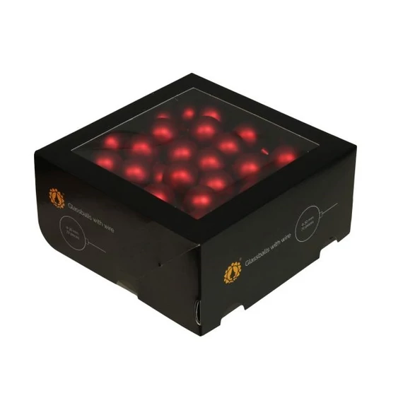 Betűzős üveg gömb, 3 cm, red mat, 72 db