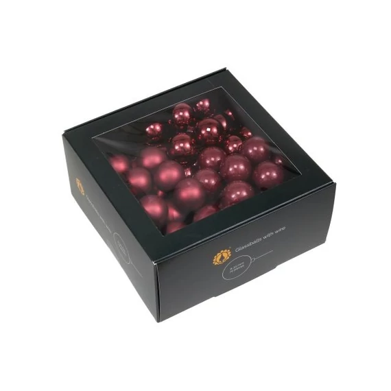Betűzős üveg gömb, 3 cm, ruby, 72 db