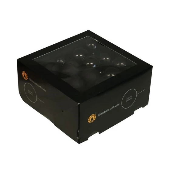 Üveg betűzős gömb, 4 cm black, 36 db