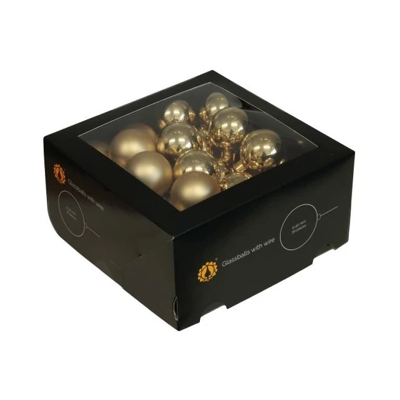 Üveg betűzős gömb, 4 cm bright gold combi, 36 db