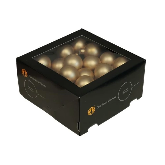 Üveg betűzős gömb, 4 cm bright gold mat, 36 db