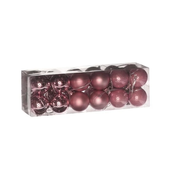 Műanyag gömb dobozban, 3 cm, eperkrém, 3 féle, 24 db