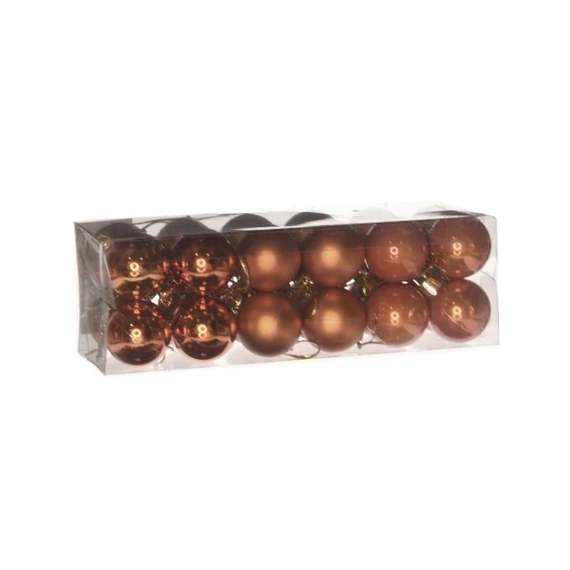 Műanyag gömb dobozban, 3 cm, narancs, 3 féle, 24 db