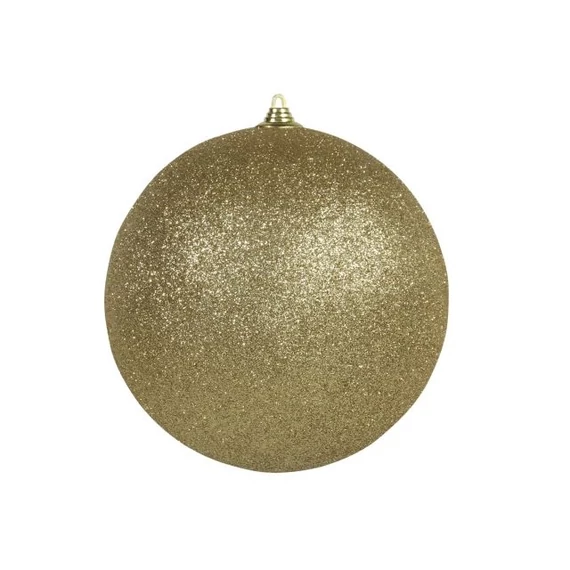 Glitteres műanyag gömb, 13,5 cm, arany