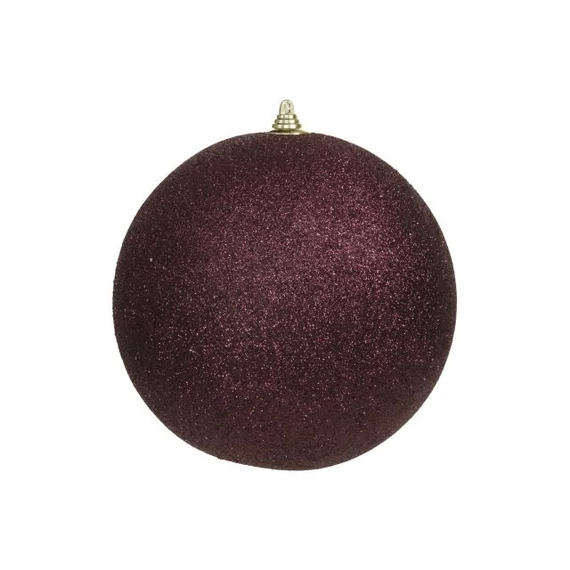 Glitteres műanyag gömb, 13,5 cm, bordó