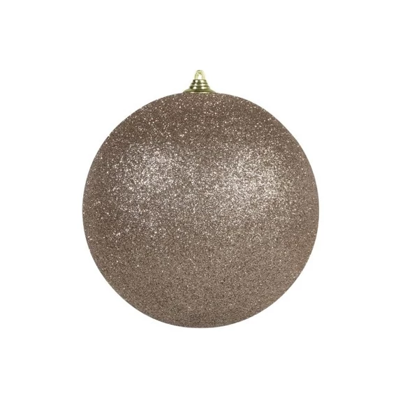Glitteres műanyag gömb, 13,5 cm, pezsgő