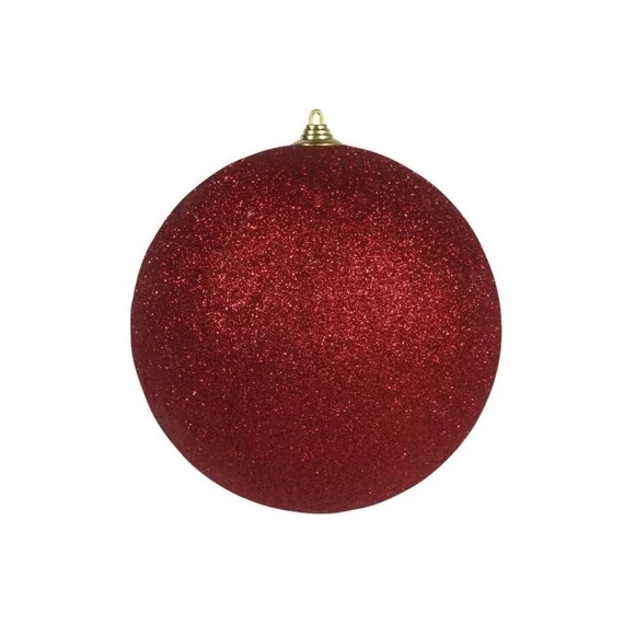 Glitteres műanyag gömb, 13,5 cm, piros