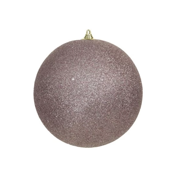 Glitteres műanyag gömb, 13,5 cm, rózsaszín