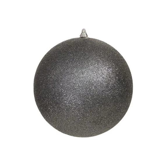 Glitteres műanyag gömb, 18 cm, grafitszürke