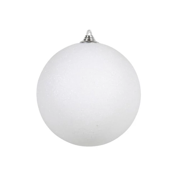 Glitteres műanyag gömb, 25 cm, fehér