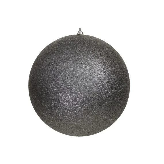 Glitteres műanyag gömb, 25 cm, grafitszürke