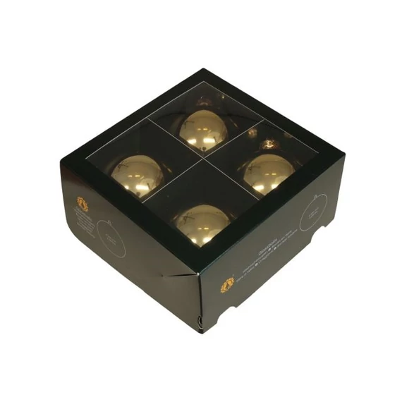 Üveg gömb, 10 cm bright gold shiny, 4 db