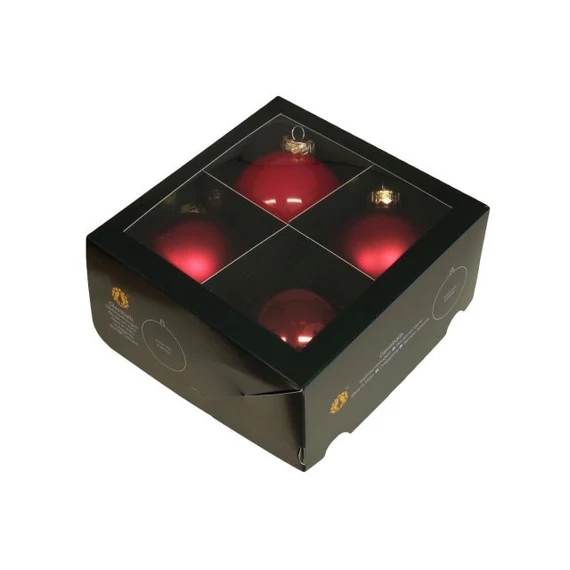 Üveg gömb, 10 cm, christmas red, 4 db
