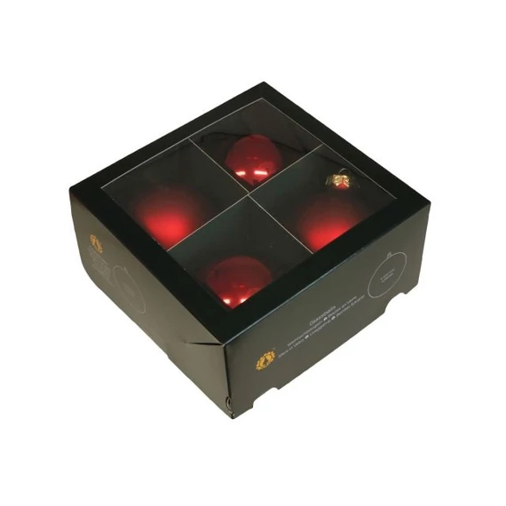 Üveg gömb, 10 cm, dark red combi, 4 db