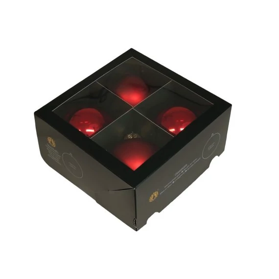 Üveg gömb, 10 cm red combi, 4 db