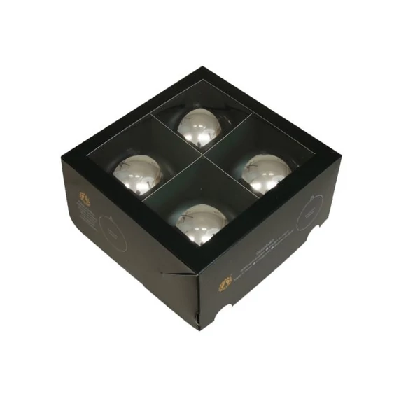 Üveg gömb 10 cm silver shiny 4 db