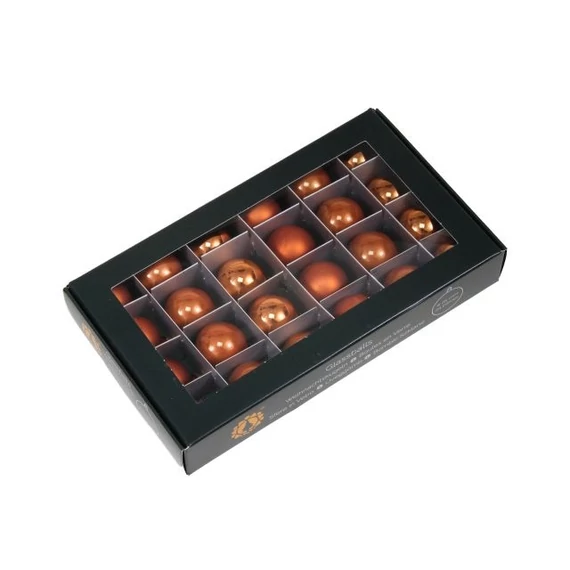 Üveg gömb, 2,5 cm, mandarin, 24 db