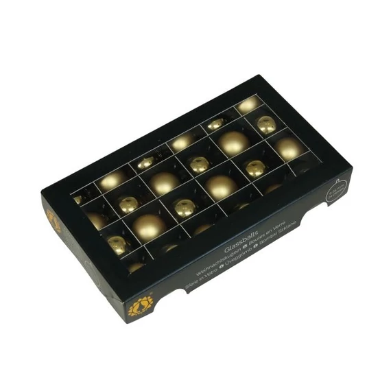 Üveg gömb 2,5 cm bright gold combi 24 db