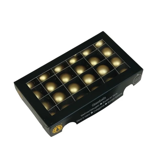 Üveg gömb, 2,5 cm, bright gold mat, 24 db