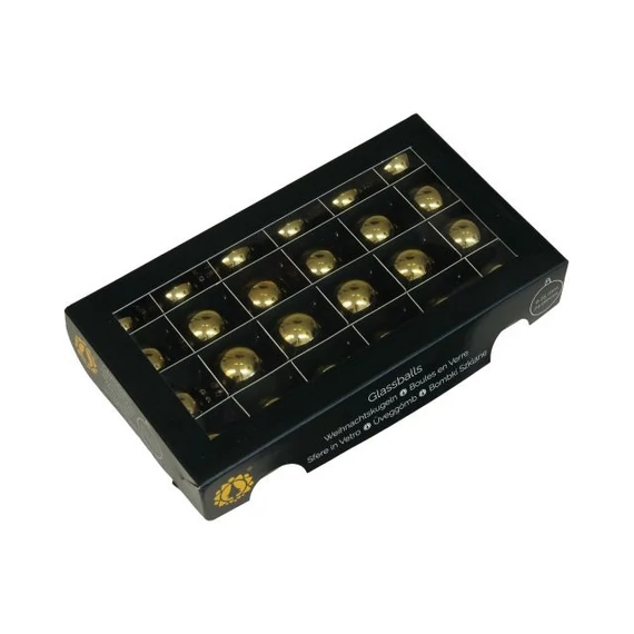 Üveg gömb, 2,5 cm, bright gold shiny, 24 db