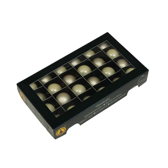Üveg gömb, 2,5 cm, champagne combi, 24 db