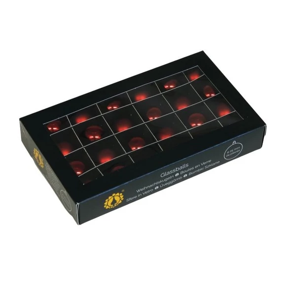 Üveg gömb, 2,5 cm, dark red combi, 24 db