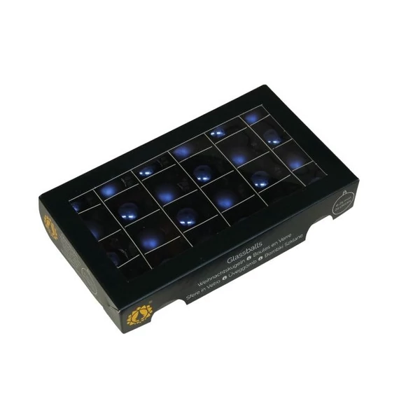 Üveg gömb, 2,5 cm, night blue, 24 db