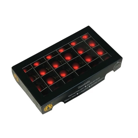 Üveg gömb, 2,5 cm, red mat, 24 db